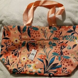 Vera Bradley reactive family drawstring tote Paradise Bright Coral NWT